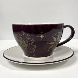 Starbucks Holiday Collection Purple Gold Star Mug Cup Saucer Set 2006